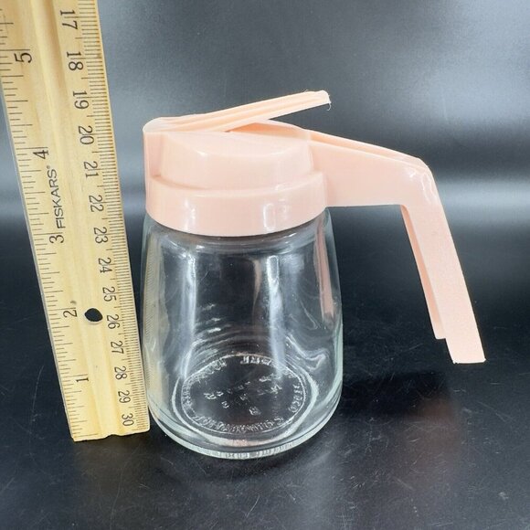 Vintage Federal Housewares 12 oz Glass Syrup Dispenser w Pink Plastic Lid Retro - Picture 5 of 12